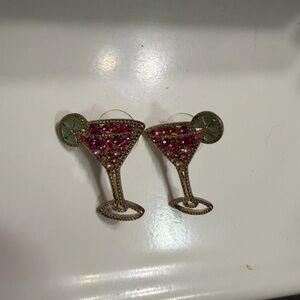 Pink & silver studded margarita festive fun earrings excellent condition